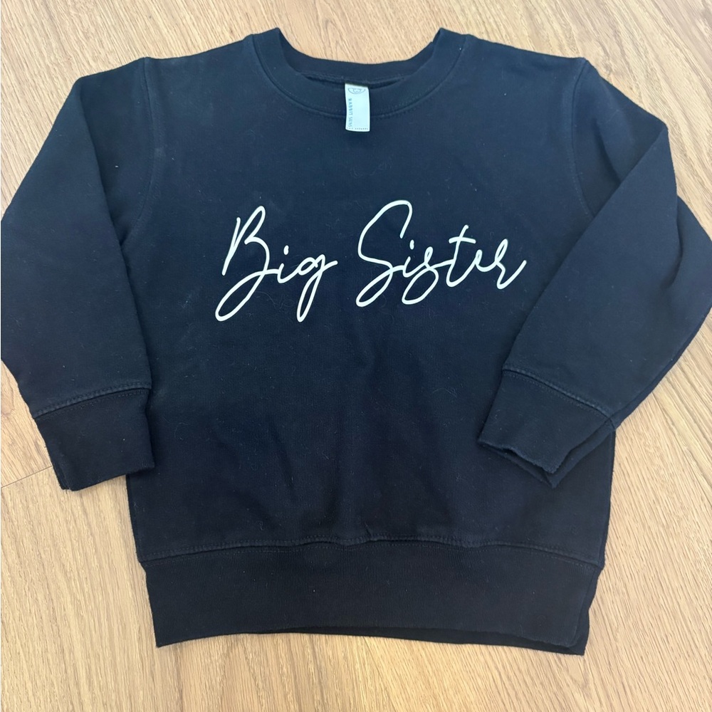 Rabbit Skins Black 'Big Sister' Kids Sweater